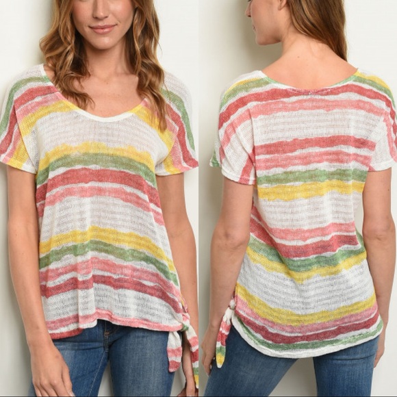 Tops - 💕 Multi-color Stripes Knitted Top
